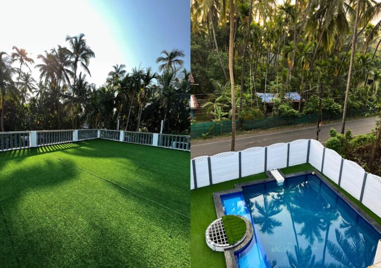 Vandana Villa, Alibag: The open terrace, and the pool seen from above