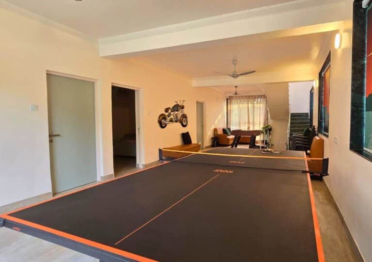 Vandana Villa, Alibag: Table tennis table, with foosball at the far end